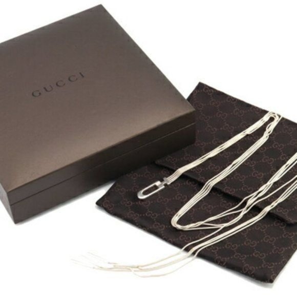 Gucci Sterling Silver Three Strand Lariat w Square G Clasp - Picture 11 of 14